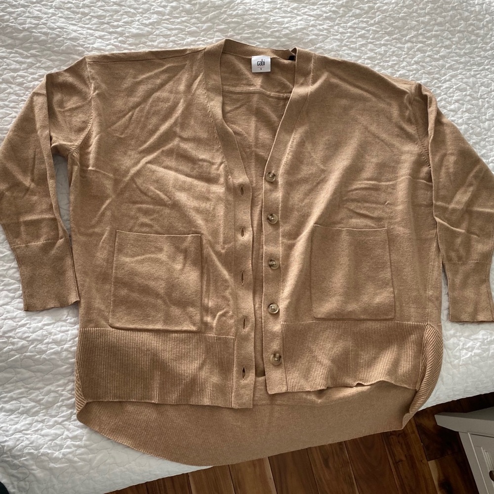 CAbi Tan B Side Cardigan NEW Sz S